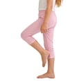 thumbnail image 2 of WAVSUF Girls Capri Leggings, Elastic Waist Comfort Soft Skinny Fit Summer Yoga Sports Pants Pink 3, 2 of 5