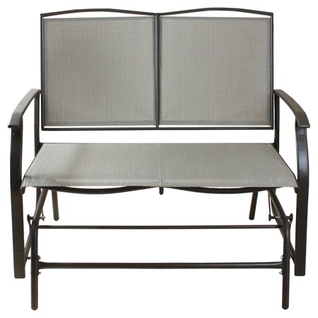 42 Brown And Cream Plaid Steel And Mesh 2 Person Loveseat Glider Bench Walmart Canada