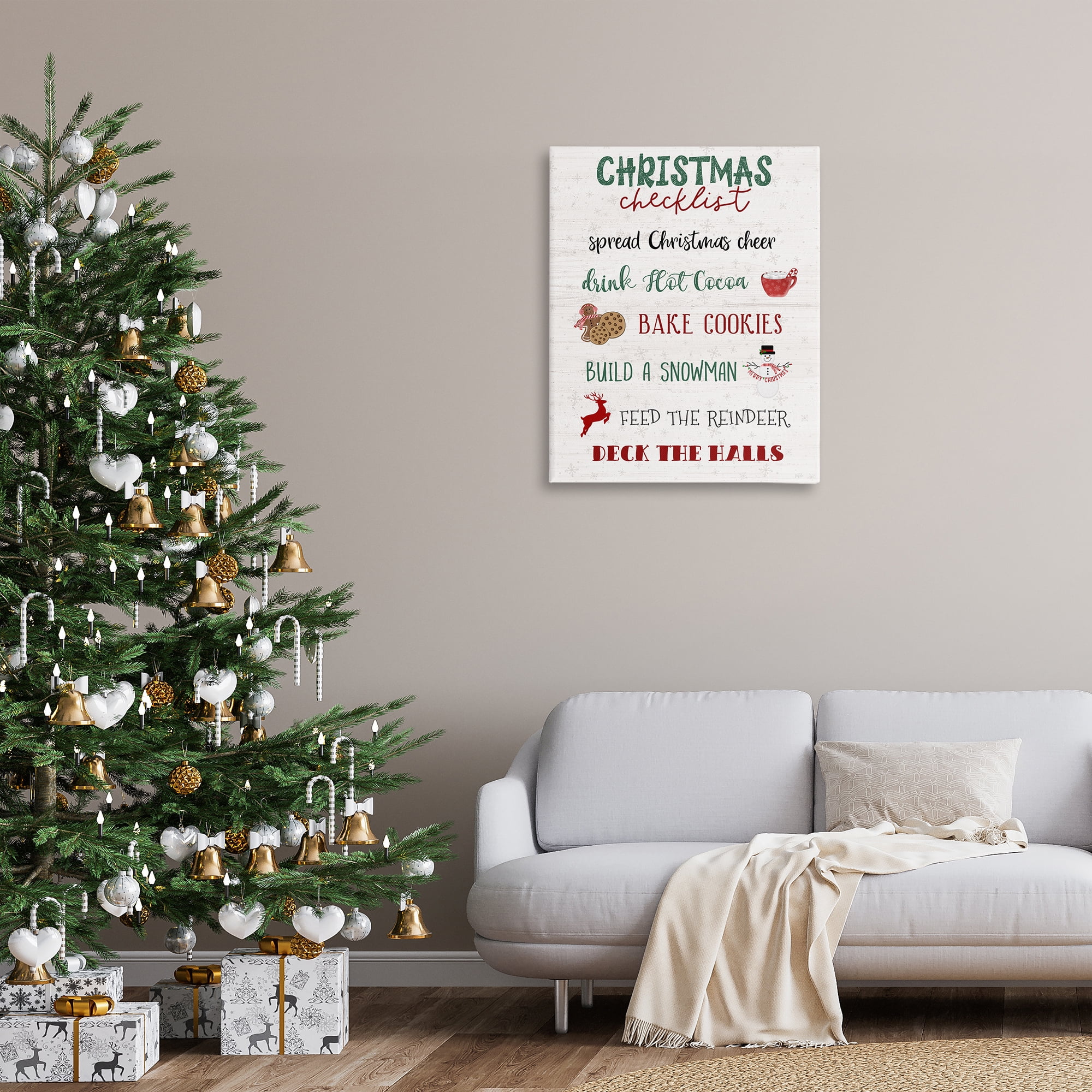 Stupell Industries Rustic Christmas Checklist Holiday Painting Gallery Wrapped Canvas Art Prints Wall Art, 30 x 40