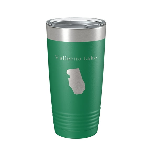 Vallecito Lake Map Tumbler Travel Mug Insulated Laser Engraved Coffee Cup Colorado 20 oz Green