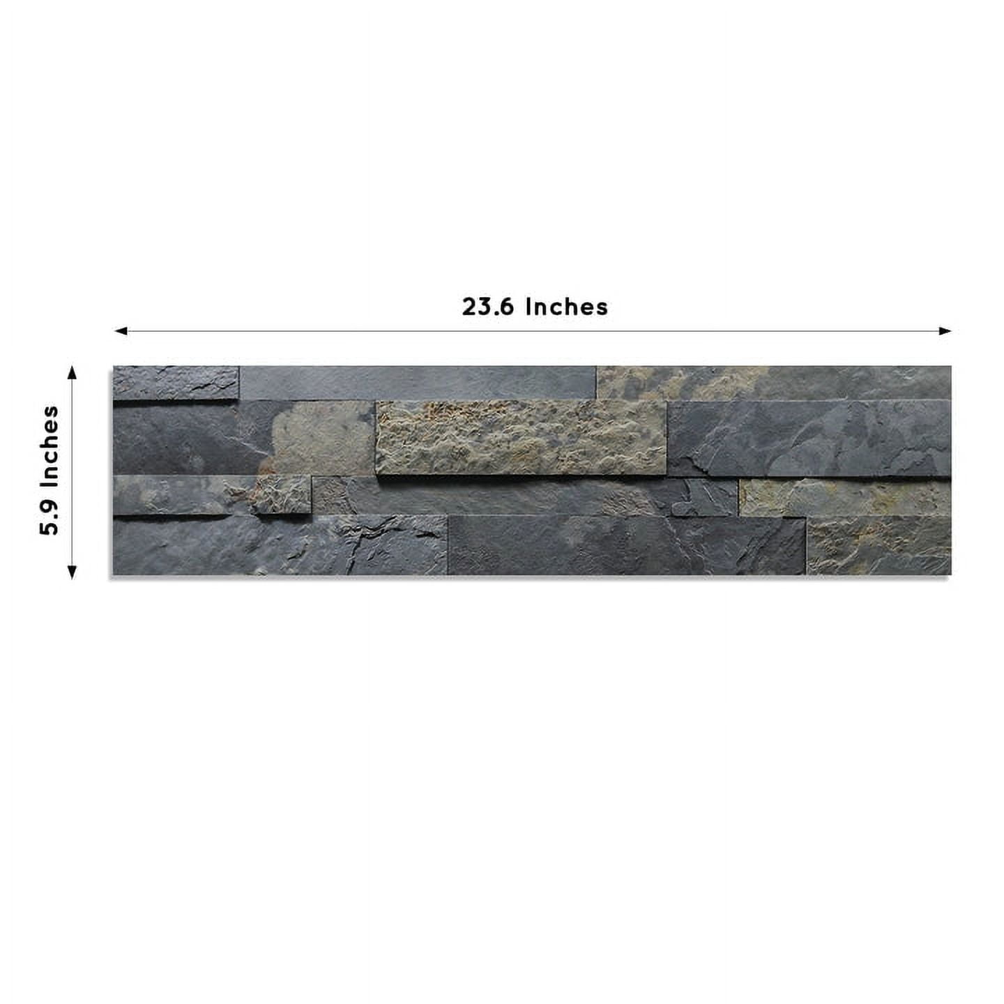 Stoneflex Beige and Grey Natural Stone Tiles 24" x 6" Coverage Area, for Bathroom Pack of 10