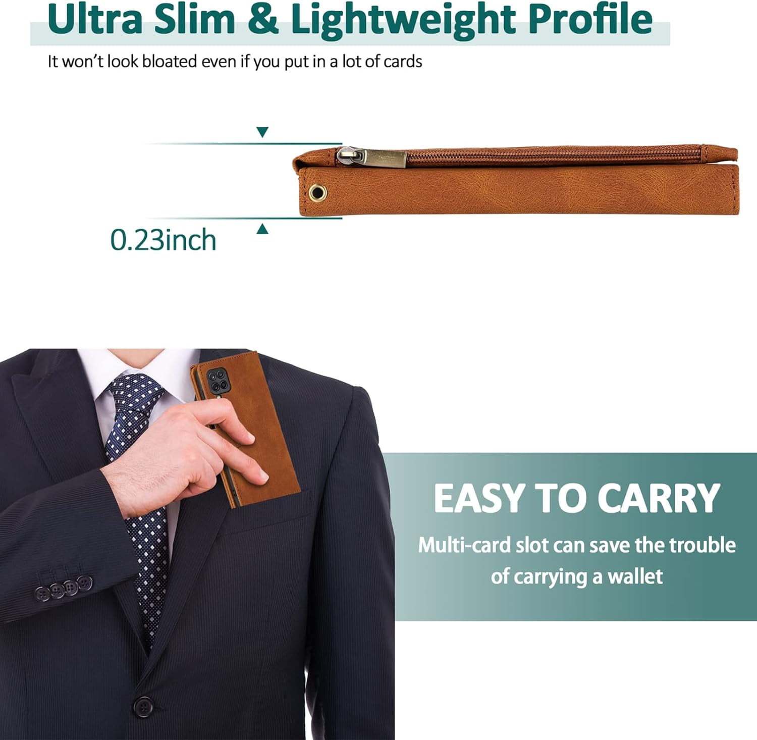 Compatible with Samsung Galaxy A12/M12 Wallet Case Tempered Glass Screen Protector Zipper Leather Flip Cover Card Holder Cell Phone Cases for Glaxay A 12 5G Gaxaly A-12 S12 12A 4G Women Men Brown