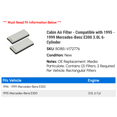 thumbnail image 2 of Cabin Air Filter - Compatible with 1995 - 1999 Mercedes-Benz E300 3.0L 6-Cylinder 1996 1997 1998, 2 of 2