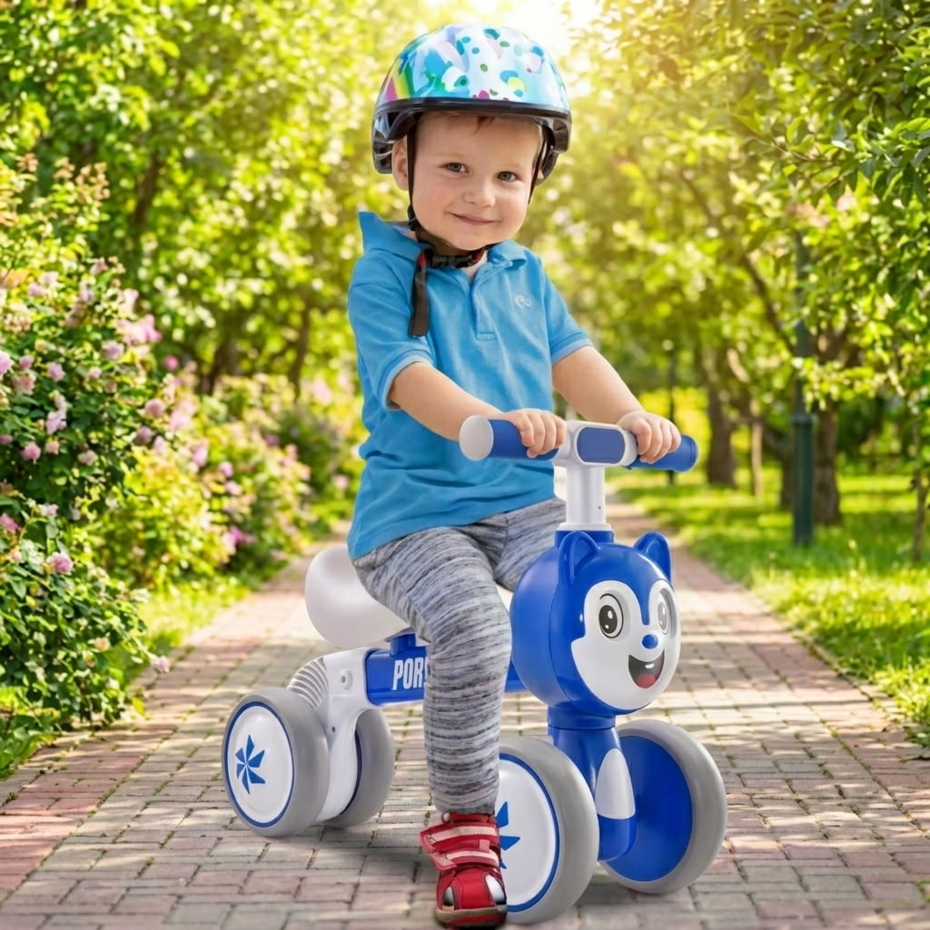 Redsmile Baby Balance Bike, 4 Wheel No Pedal Toddler Balance Bike for 10-36 Months, Lightweight Infant Training Bike, Blue