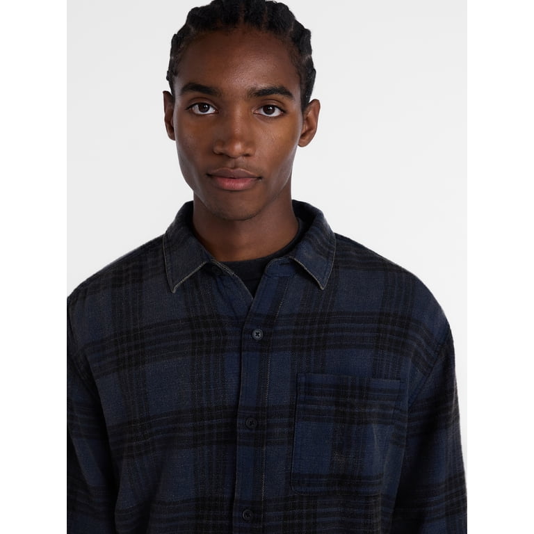No Boundaries Men's Grunge Plaid Flannel Shirt photo 4