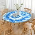 thumbnail image 3 of Blue Tie Dye Pattern Round Fitted Tablecloth with Elastic Edge,Dining Table Cover Waterproof,Outdoor Round Tablecloth for Camping,Dining,Indoor and Outdoor, 3 of 7