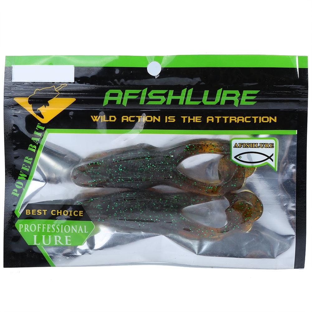 Frog Shape Fish Bait Soft Lifelike Fishing Lures 105 mm / 4.13 inches 13 g / 0.46 oz Dark Green 2 Pieces