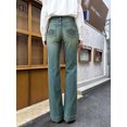 thumbnail image 6 of Women's High Waisted Flare Jeans, Medium Blue Wash, with Wide Stitched Hem Detail, Bootcut Denim Pants for Fall Casual Wear, 6 of 7