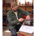 thumbnail image 4 of Xidunhg Men's Long Sleeve Sherpa Lined Shirt Jacket Flannel Plaid Fleece Coats, 4 of 12