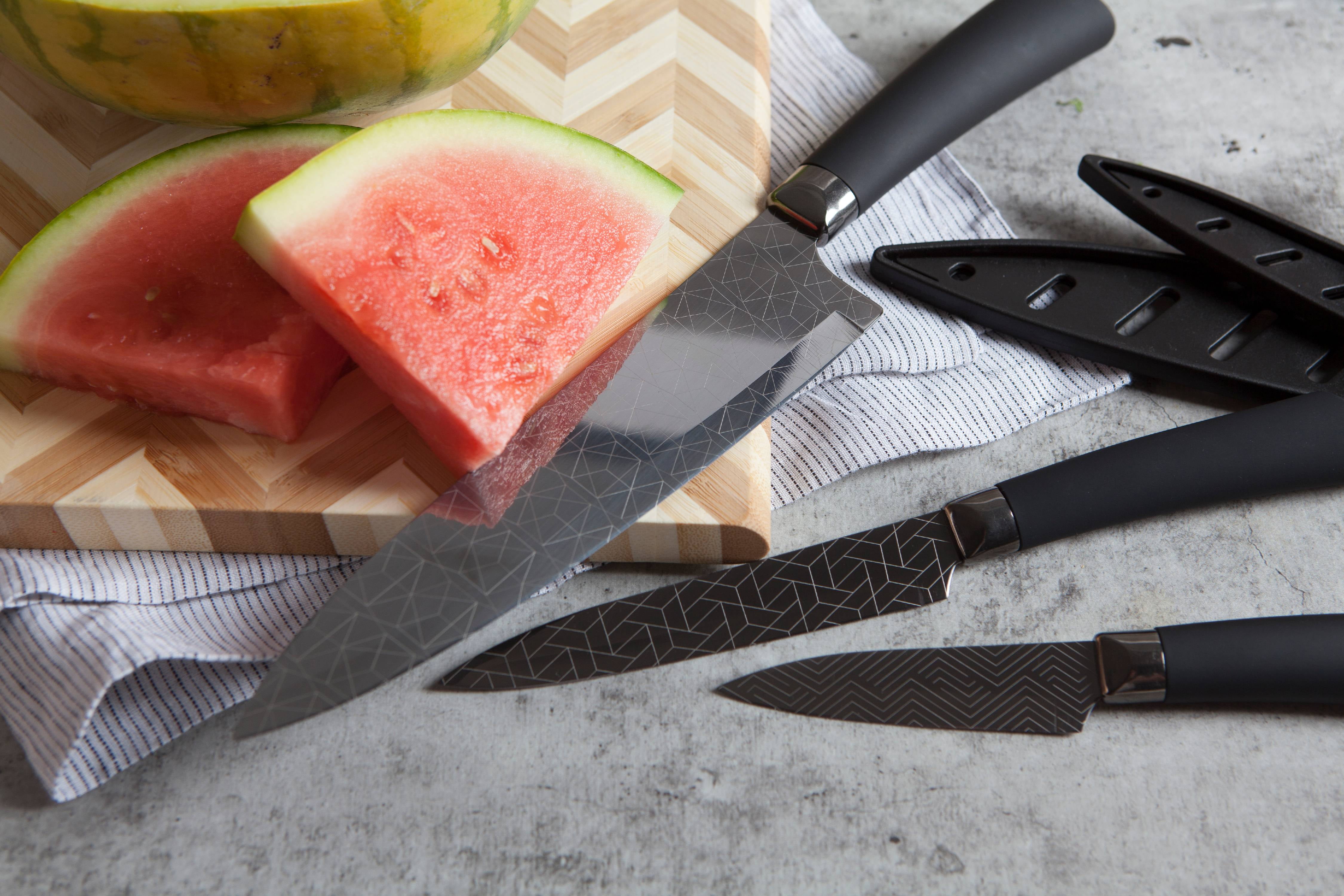 Thyme & Table Titanium Coated Stainless Steel Knives with Gunmetal, 3