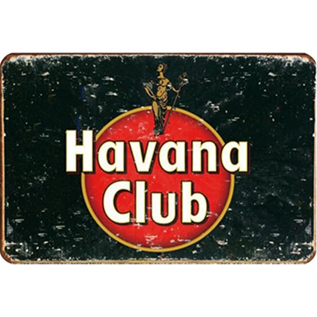Placa Metal Vintage Havana Club Pintura Hierro Rectangular Pared 40x30cm