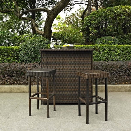 Crosley Furniture Palm Harbor 2Pc Outdoor Wicker Bar Height Bar Stool Set Weathered Gray - 2 Bar Stools