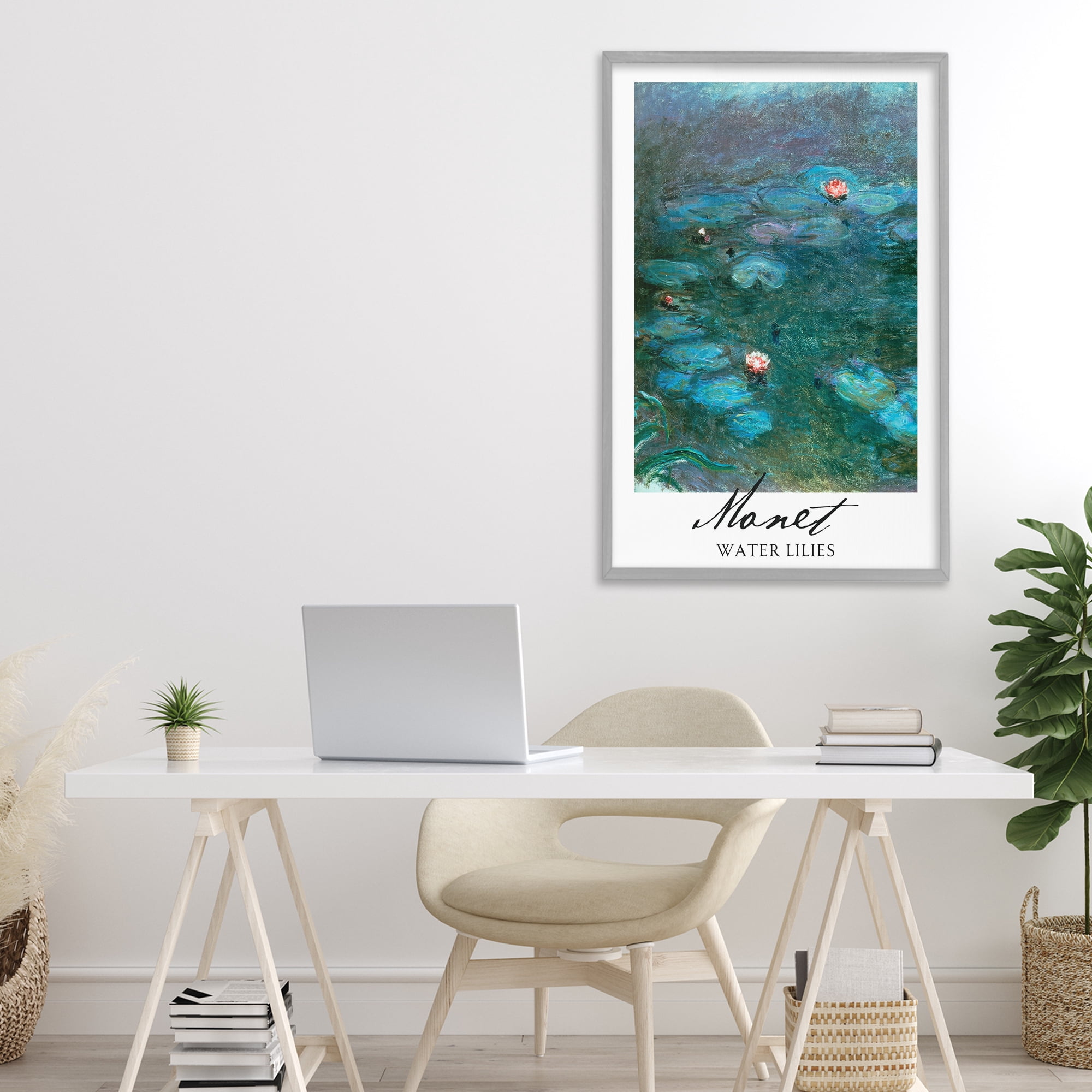 Stupell Industries Monet Water Lilies Gray Framed Giclee Art, design by Vintage Hustle