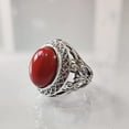 thumbnail image 4 of Coral Mans Ring, Natural Red Coral Ring, Unisex Ring, Silver Jewelry, 925 Silver Ring, Birthday Gift, Heavy Mens Ring, Arabic Design, Ottoman Style Ring, Christmas, Turkey Mens Signet Ring, 4 of 5