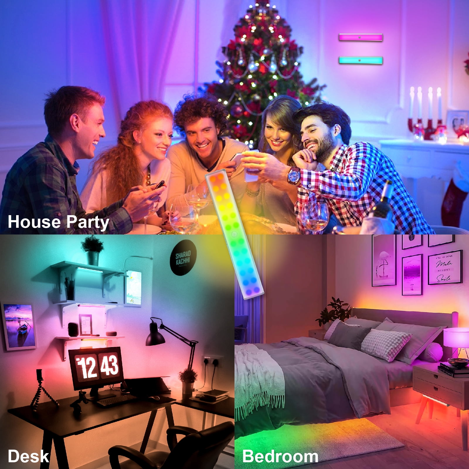 Lepotec 9.88Inch Wireless RGB Motion Sensor Cabinet Light: 300lm Brightness, 8 Vibrant Colors for Customized Closet and Under Cabinet Illumination