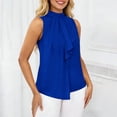 thumbnail image 6 of FAHXNVB Women's High Neck Sleeveless Blouse Ruffle Front Pleated Casual Summer Flowy Tops Lightweight Loose Fit Shirts, 6 of 7