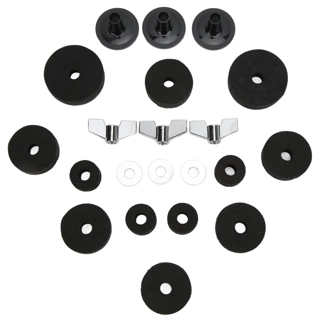 Bonne Journée Feutre, Protéger Bien Empêcher Collision Hauteur Positionnement 21Pcs Cymbales Accessoires de Remplacement avec Manches Base Écrous Rondelle pour Kits de Batterie Noir