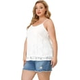 thumbnail image 4 of Women's Plus Size Cami Lace Adjustable Strap Elegant Camisole Tops White 2X, 4 of 7