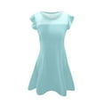 thumbnail image 4 of Toimothcn Robes pour Filles Manches à Volants Décontractées Couleur Unie Robe en Maille Ligne A Douce Adorable Robes de Princesse Robe d'Été pour Filles 6-7 Ans, 4 of 5