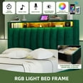 thumbnail image 3 of Uforic Upholstered Queen Size Bed Frame with Charging Station & Headboard, Platform Bed Frame with Drawers, Green, 3 of 8