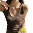 thumbnail image 2 of Tank Tops for Women Sleeveless Round-Neck Summer Solid Camisoles Tank Coffee S, 2 of 4