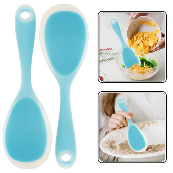 Milisten Kitchen Accessory Spatula Rice Spoons Silicone Transparent Blue 2Pcs for Cooking