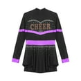 thumbnail image 6 of iiniim Kids Girls Cheer Leader Uniform Dance Long Sleeve Dress Leotard Dancewear Purple B 14, 6 of 7
