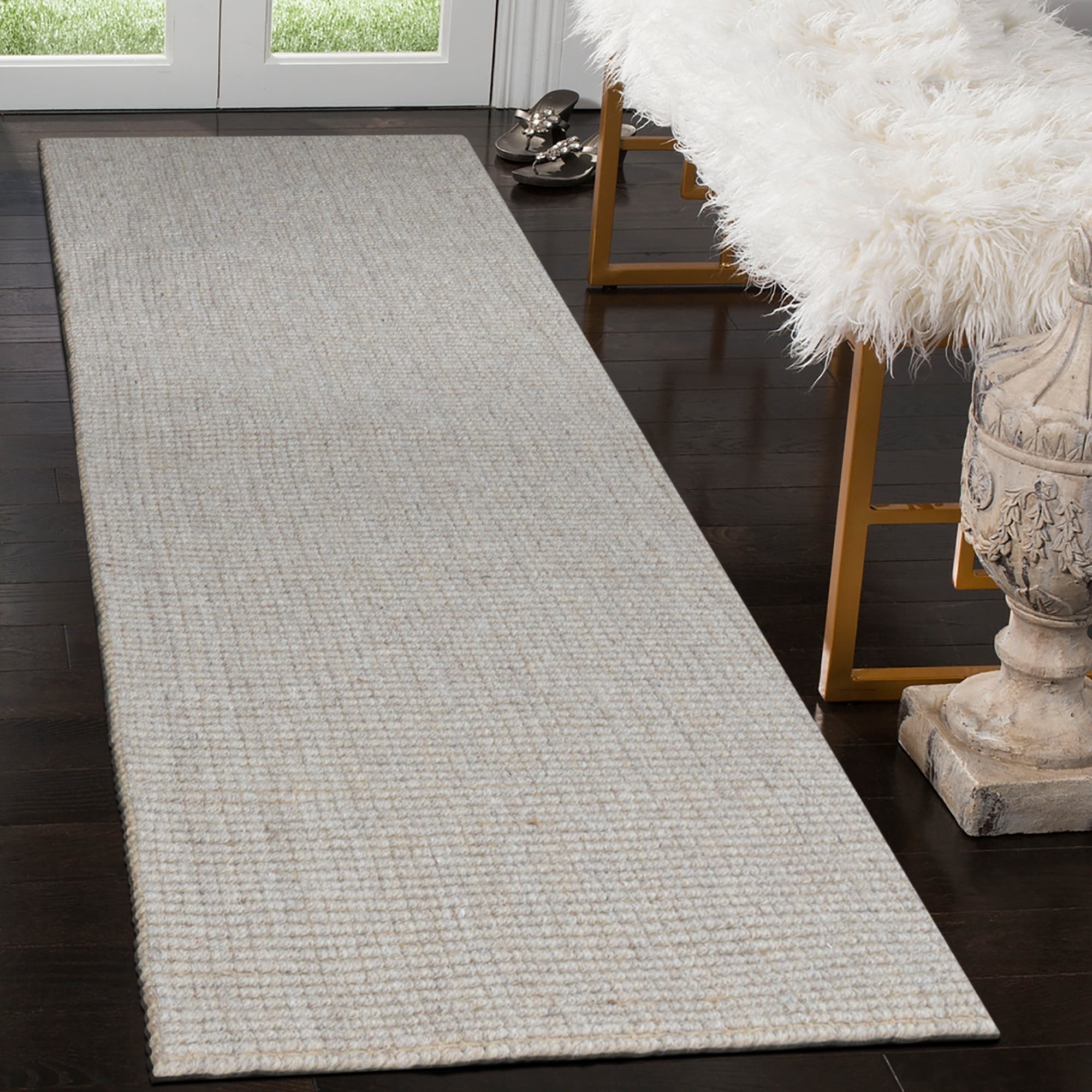 Delara Premium Handwoven Wool and Jute Area Rug, 2'.5" x 9', Natural Boucle, 0.25" Thick, Soft & Durable for Living Room, Bedroom, Entryway
