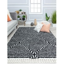 Rugs America BT20A Last Call Stripe/Diamond Modern Black Area Rug, 2'6" x 8'