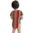 thumbnail image 3 of Xecao Mexican Serape Blanket Stripes Pattern Baby Climbing Bodysuit Short Sleeve Onesie Unisex 0-12 Months Baby Shirt Newborn Outfits Crotch snap design-12 Months, 3 of 6