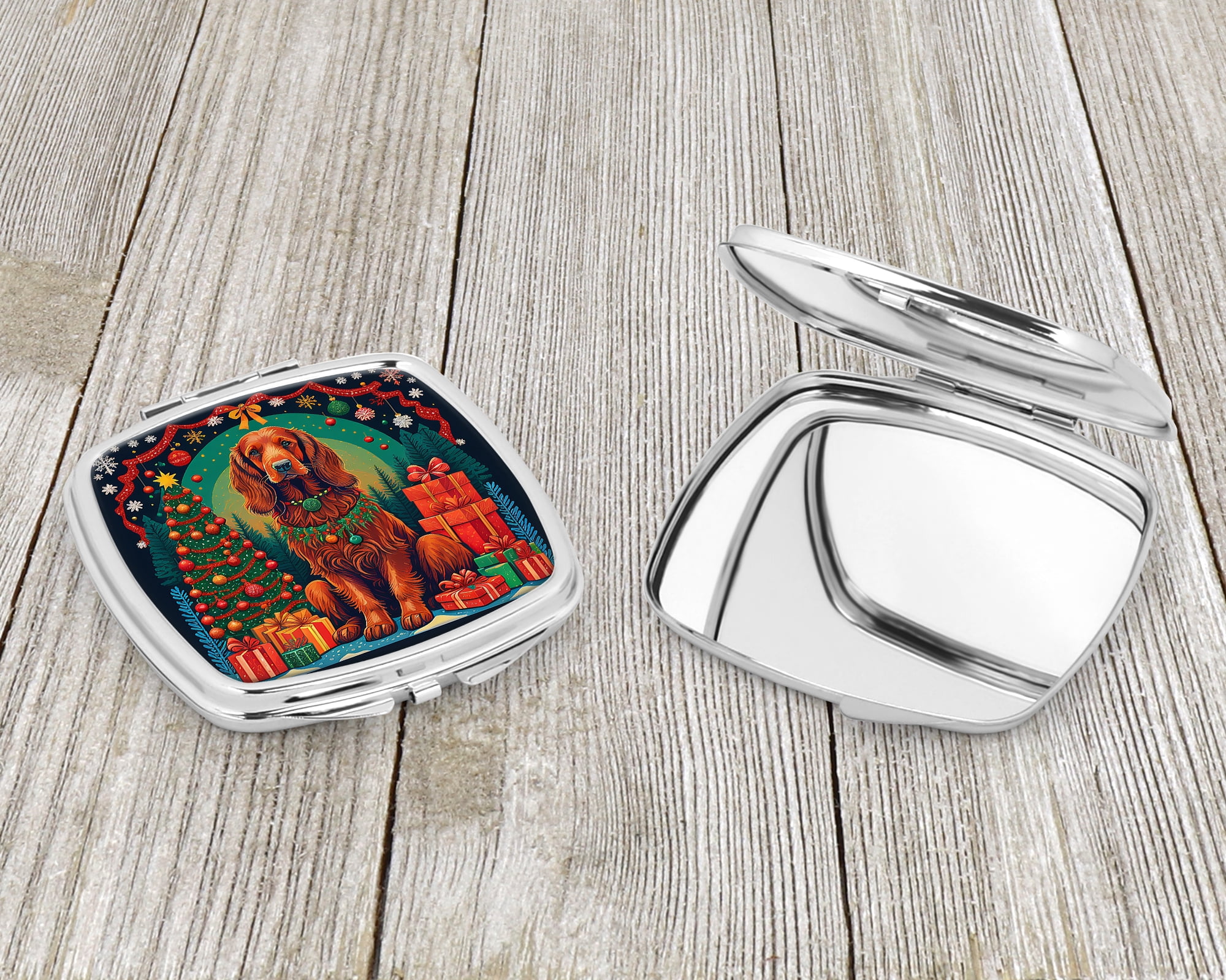 Irish Setter Christmas Compact Mirror 2.75 in x 3 in