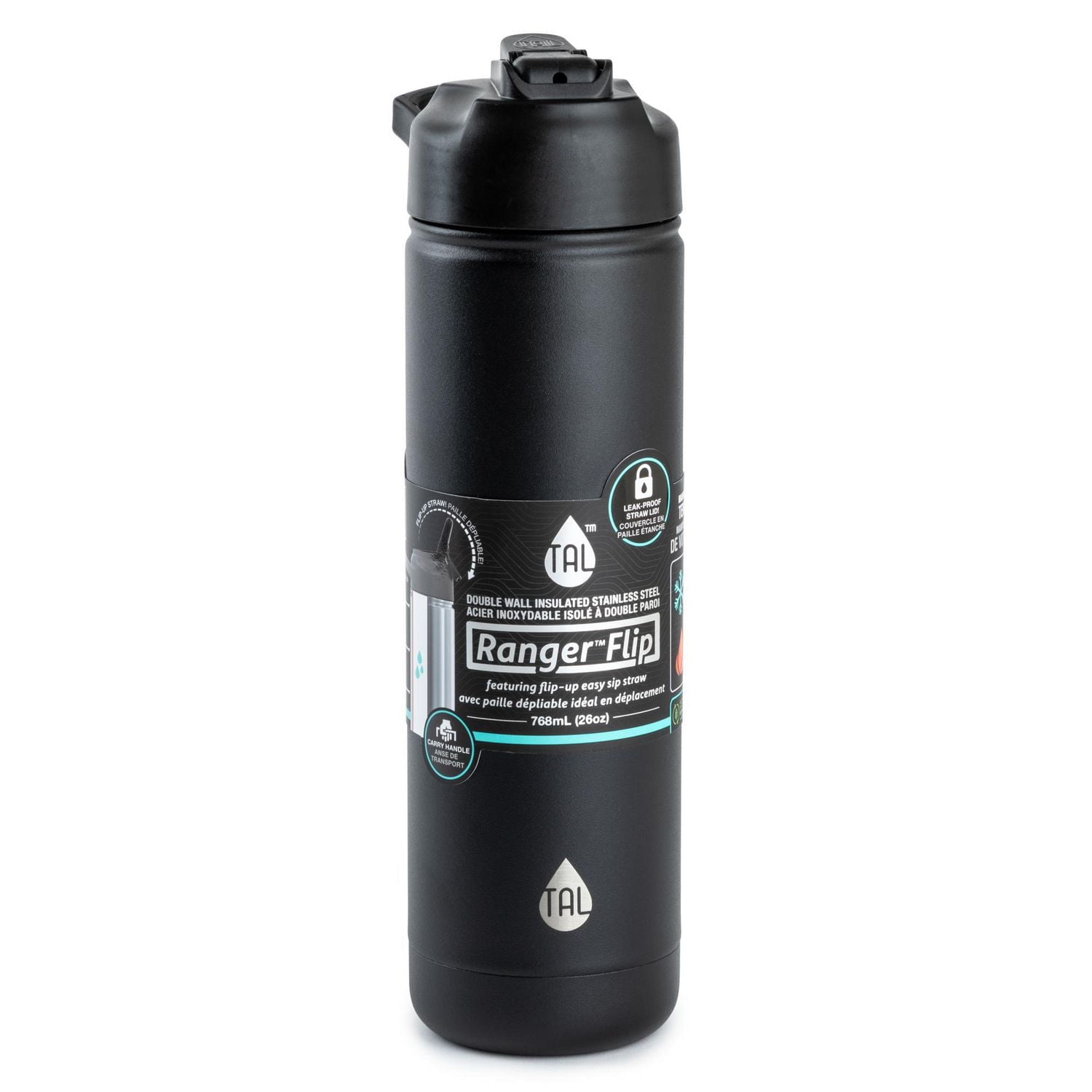 TAL Double Wall Insulated Stainless Steel Ranger Flip Tumbler, 26oz, Double wall stainless steel.