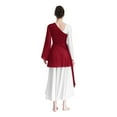 thumbnail image 5 of Womens Praise Dance Dress One Shoulder Lace Flared Sleeve Lyrical Church Worship Tunic, 5 of 6