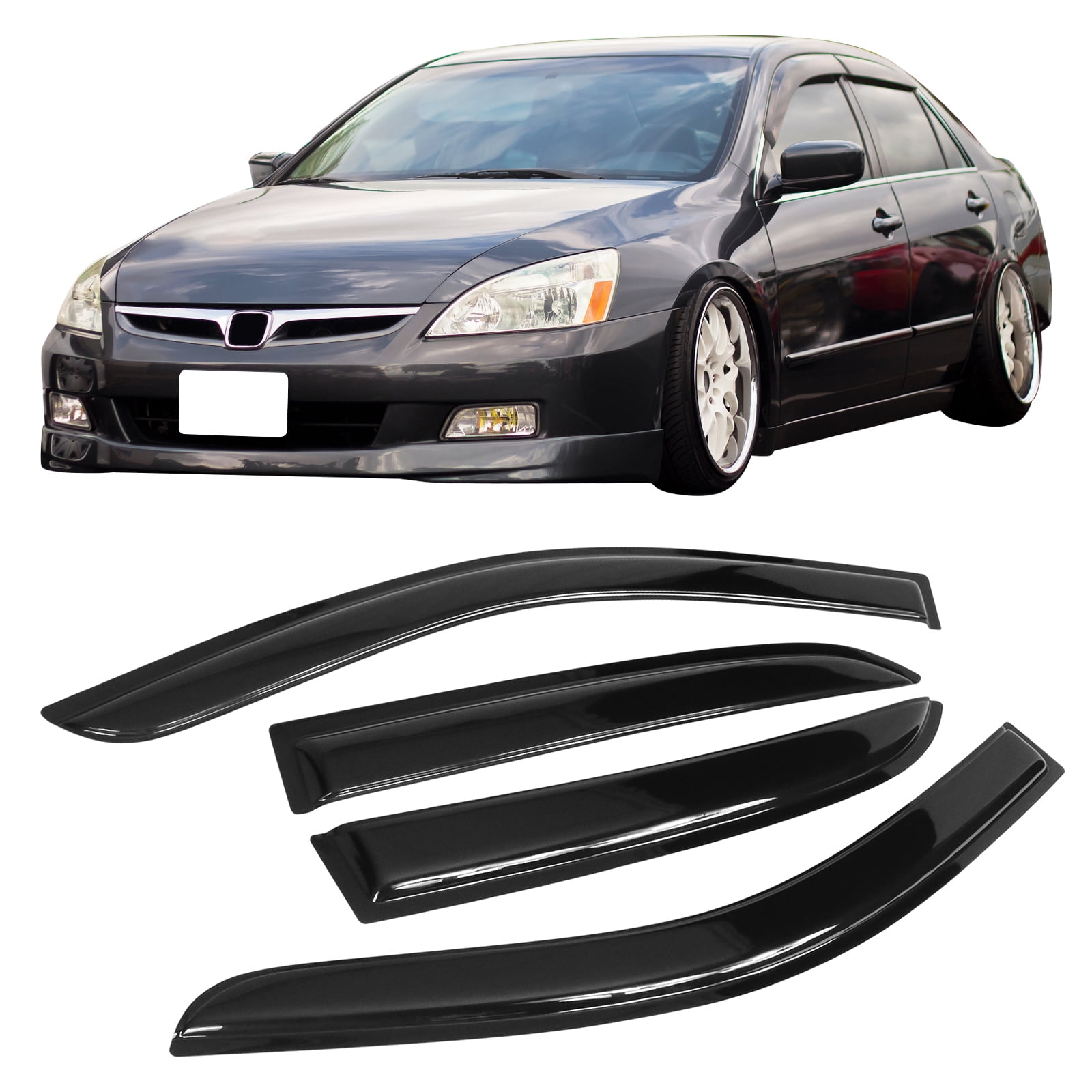Ikon Motorsports Window Visor Windshield Deflector Fits 03-07 Honda Accord Sedan Acrylic