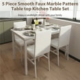 thumbnail image 2 of UHOMEPRO Dining Table Set for 4, 5 Piece Dining Room Table Set with Beige PU Leather Chairs, White Faux Marble Pattern Rectangle Kitchen Table Set for Breakfast Nook Small Space, 2 of 9