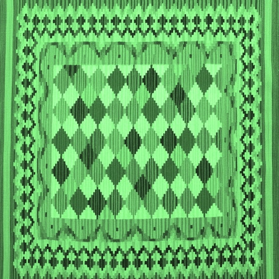Ahgly Company Indoor Square Abstract Emerald Green Contemporary Area Rugs, 3' Square