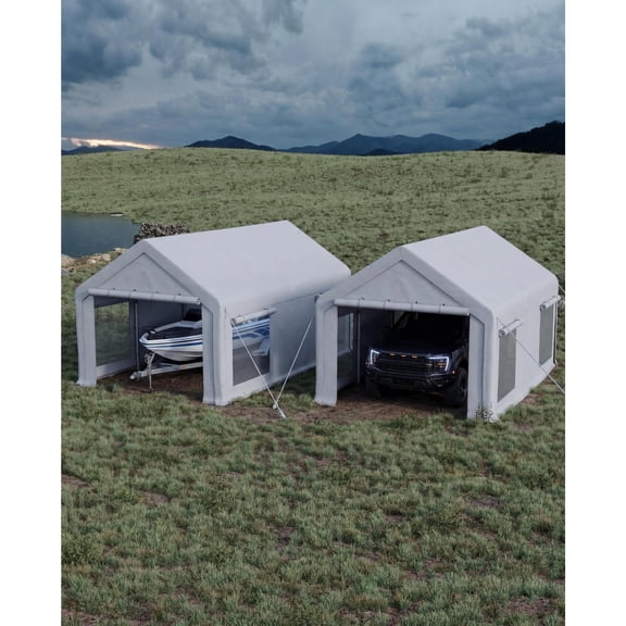 2 pack white 10x20ft waterproof portable carport shelter