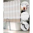 thumbnail image 5 of Split Shower Curtain for Transfer Bench, Brown Stripe Fabric Shower Curtains for Bathroom, Modern Rustic Horizontal Brown Striped Tub Sliding Transfer Bench Waterproof Bath Curtains 72"x96", 5 of 9