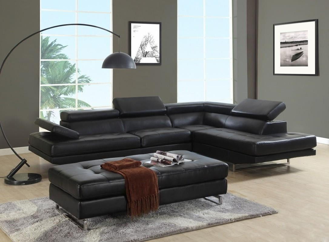 Contemporary Black Faux Leather Air Sectional RHC Global ...