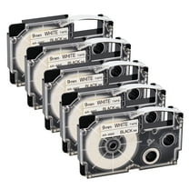 GREENCYCLE 5PK Black on White Label Tape Compatible for Casio XR9WE XR-9WE (9mm 0.35''x 8m 26ft) EZ Label Printer