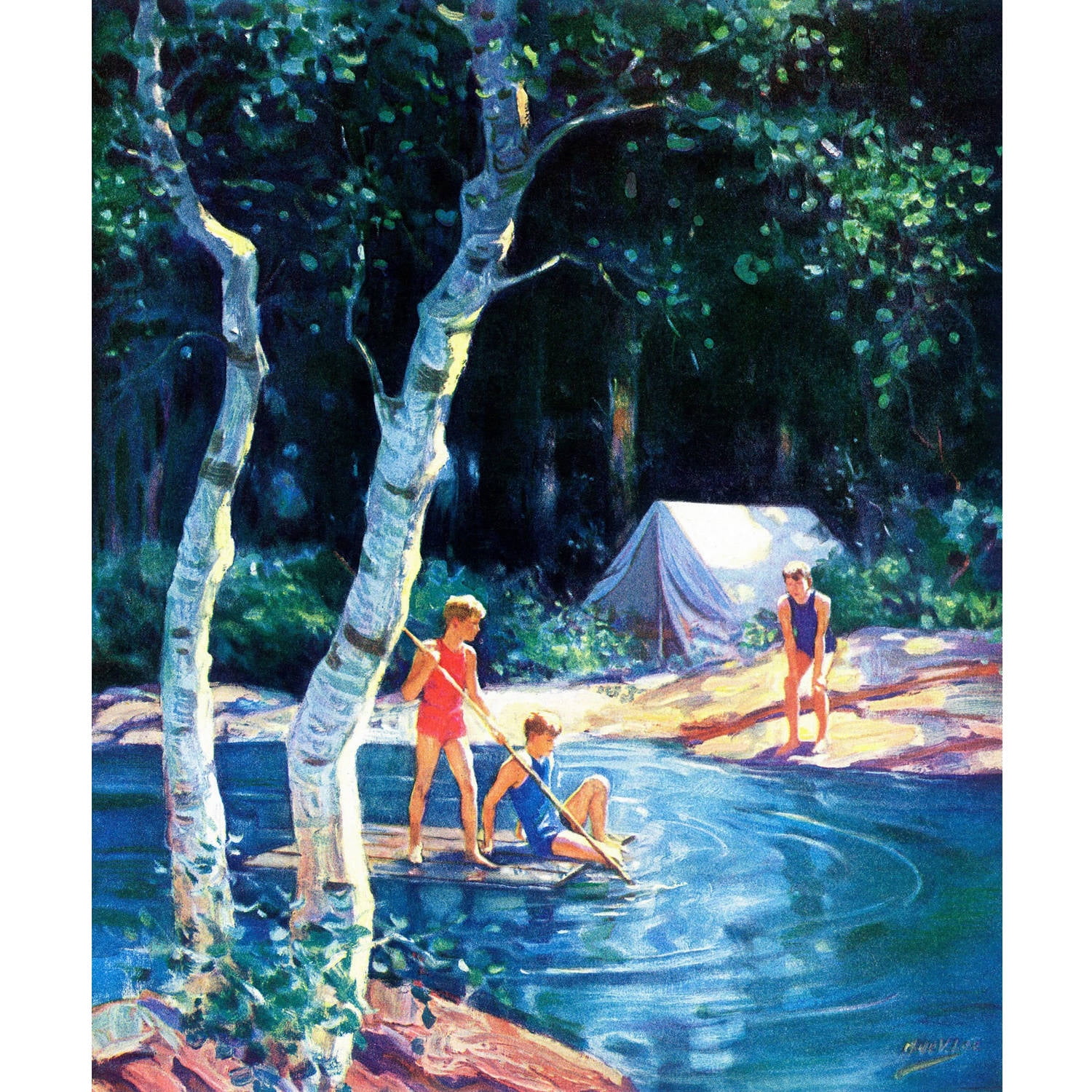 Marmont Hill - "Summer Camping" Painting Print on Wrapped Canvas