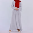 thumbnail image 3 of JBXKXYW Womens Dresses Women'S Muslim Abaya Long Sleeve Arab Dubai Abaya Modern Middle Prayer Belt Eid Long Dress Womens Dresses (Gray,S), 3 of 5