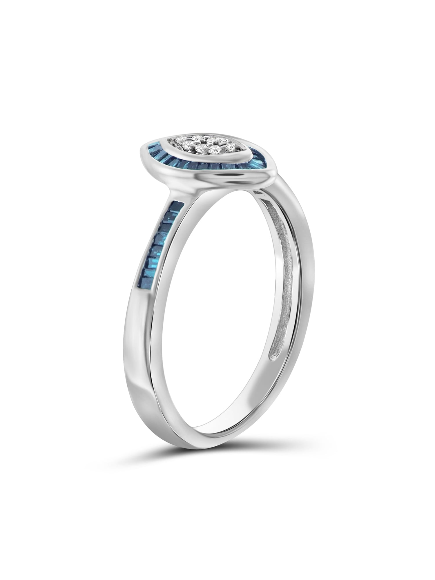 JewelersClub Sterling Silver 1/4 Carat Blue & White diamond Marquise Ring for Women | Diamonds for Everyday Womens Wear
