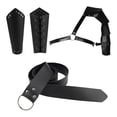 thumbnail image 3 of Accesorios para disfraz de caballero medieval, accesorio diario de cuero sintético para carnaval y Halloween. Cinturón negro, 3 of 8