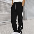 thumbnail image 2 of oqasdz Men's Pants Solid Color Winter Thermal Straight Leg Lightweight Sports Stretch Lined Trousers with Drawstring Casual Loose Fit Dailywear, 2 of 6