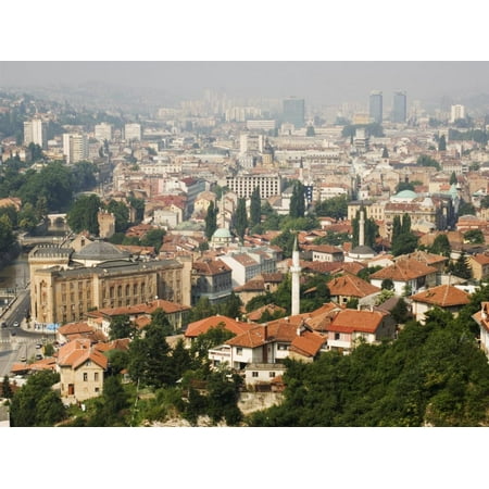 Panoramic Hilltop View of the City, Sarajevo, Bosnia Print Wall Art By Christian