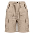 thumbnail image 6 of Grblisyd Shorts for Girls Summer Solid Color Elastic High Waist Cargo Drawstring Bermuda with Pockets Teen Kids Casual Knee, 6 of 6