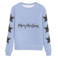 thumbnail image 4 of Pisexur Chandails en Molleton de Noël pour Femmes Manches Longues Col Rond Mode Étoiles Imprimé Vacances Chandail Décontracté Ample Automne, 4 of 4