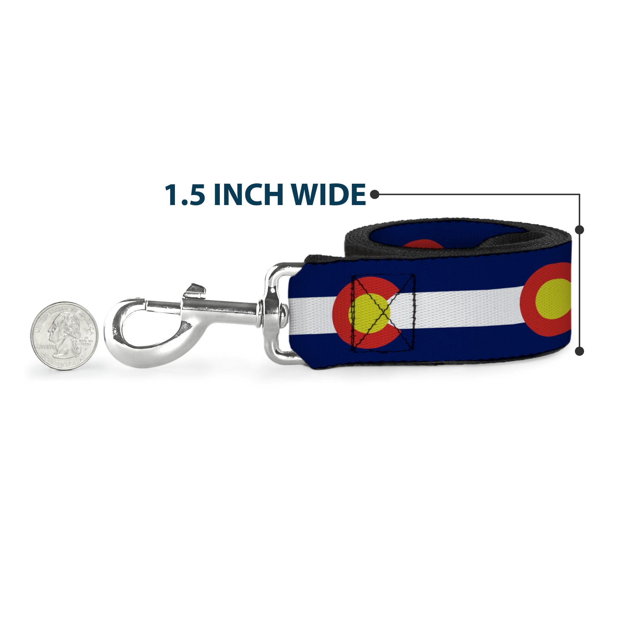 Buckle-Down Pet Leash, Dog Leash, Colorado Flags Repeat, 6 Feet Long 1.0 Inch Wide