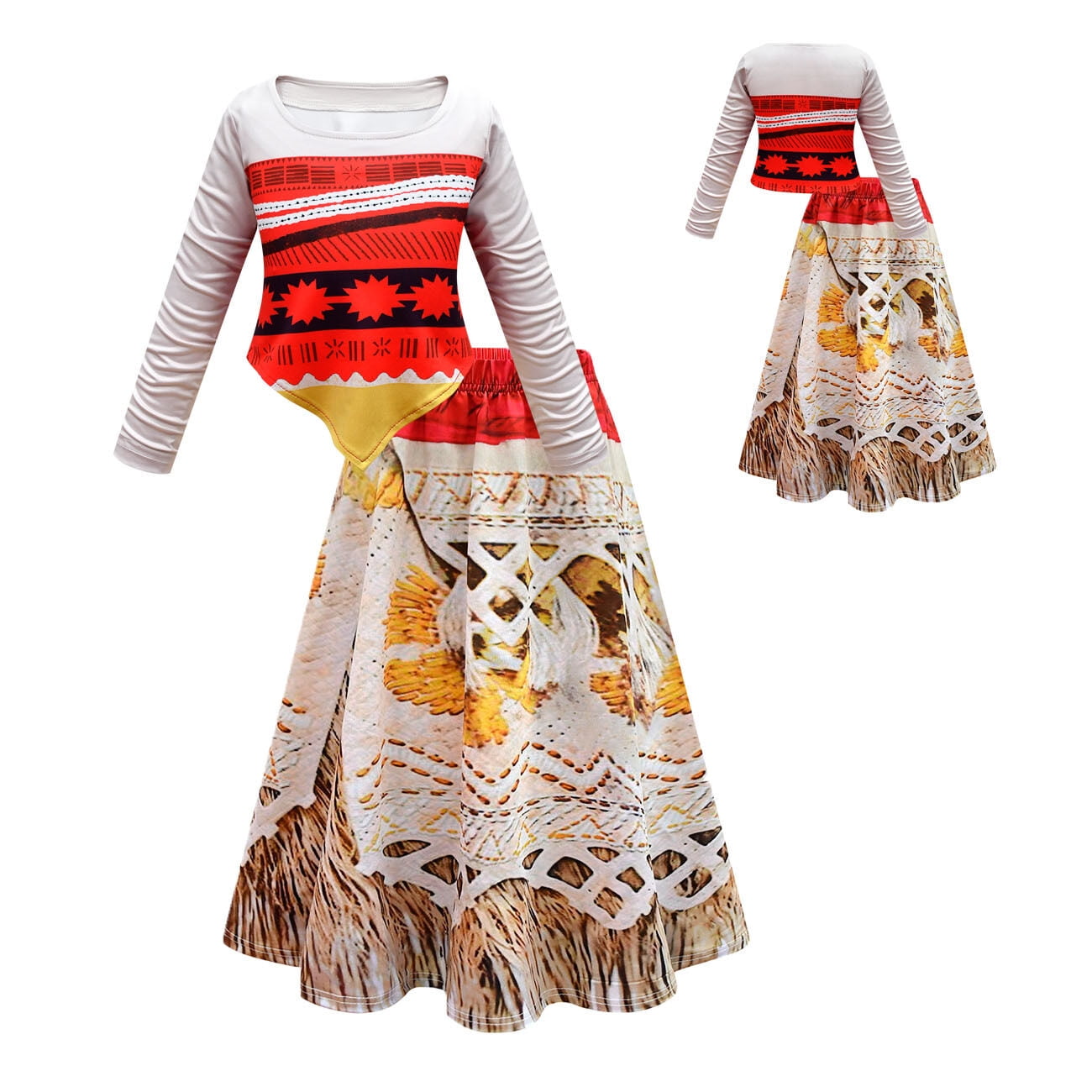 chinese dress ladies Disney Princess Toddler/Kid Girl 2pcs Moana UPF50+ Ruffled Long-sleeve main image 1